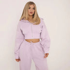 Zip-Up Cropped Hoodie & Wide-Leg Jogger Set