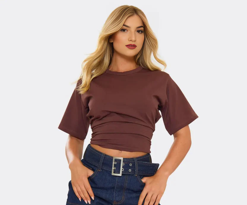 Short Sleeve Shaped Waist Fitted T-Shirt