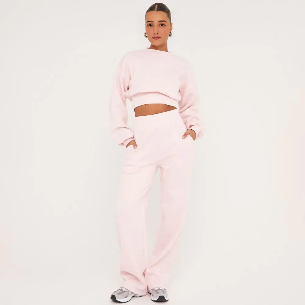 Baby Pink Stay effortlessly stylish in our Cropped Sweater and Elasticated