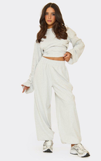 Wide Sleeve Cinched Waist Sweatshirt & Balloon Leg Joggers Co-ord Set In Grey Marl