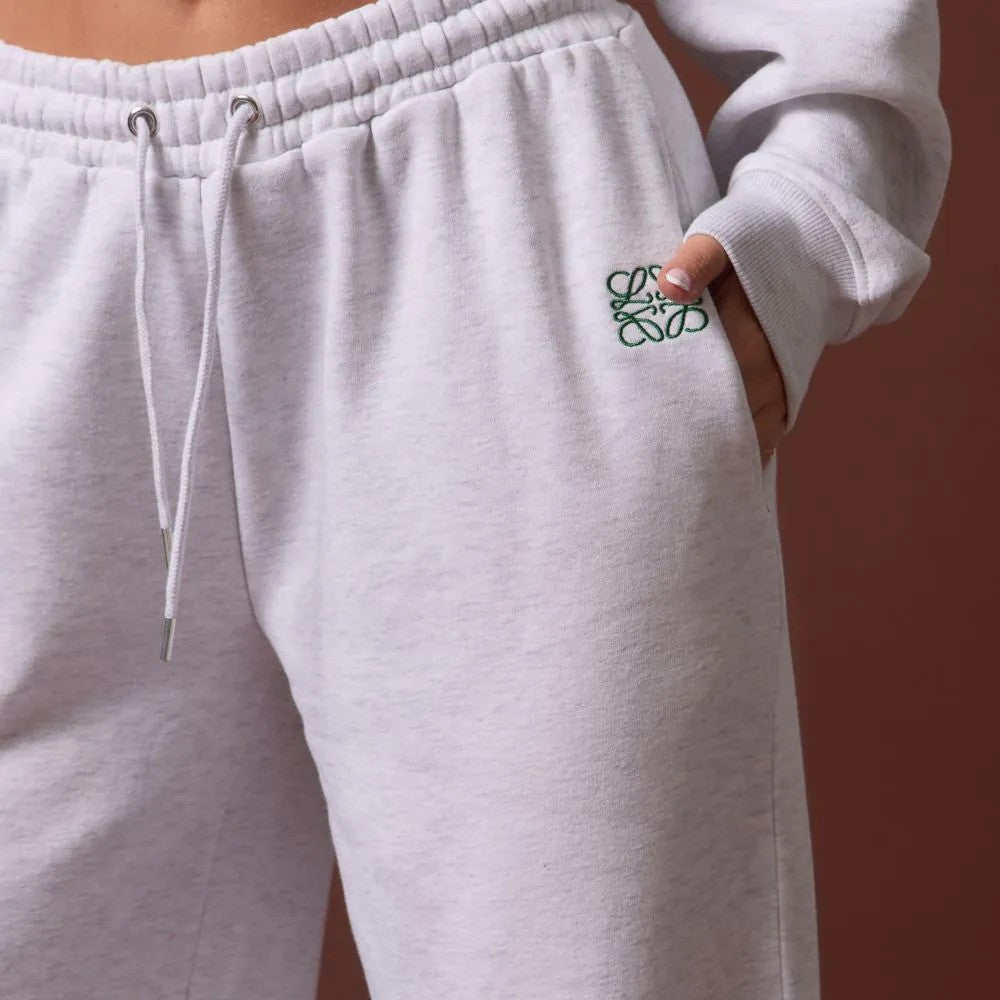 Swirl Graphic Cropped Hoodie & Straight Leg Joggers Co-Ord Set – Grey Marl