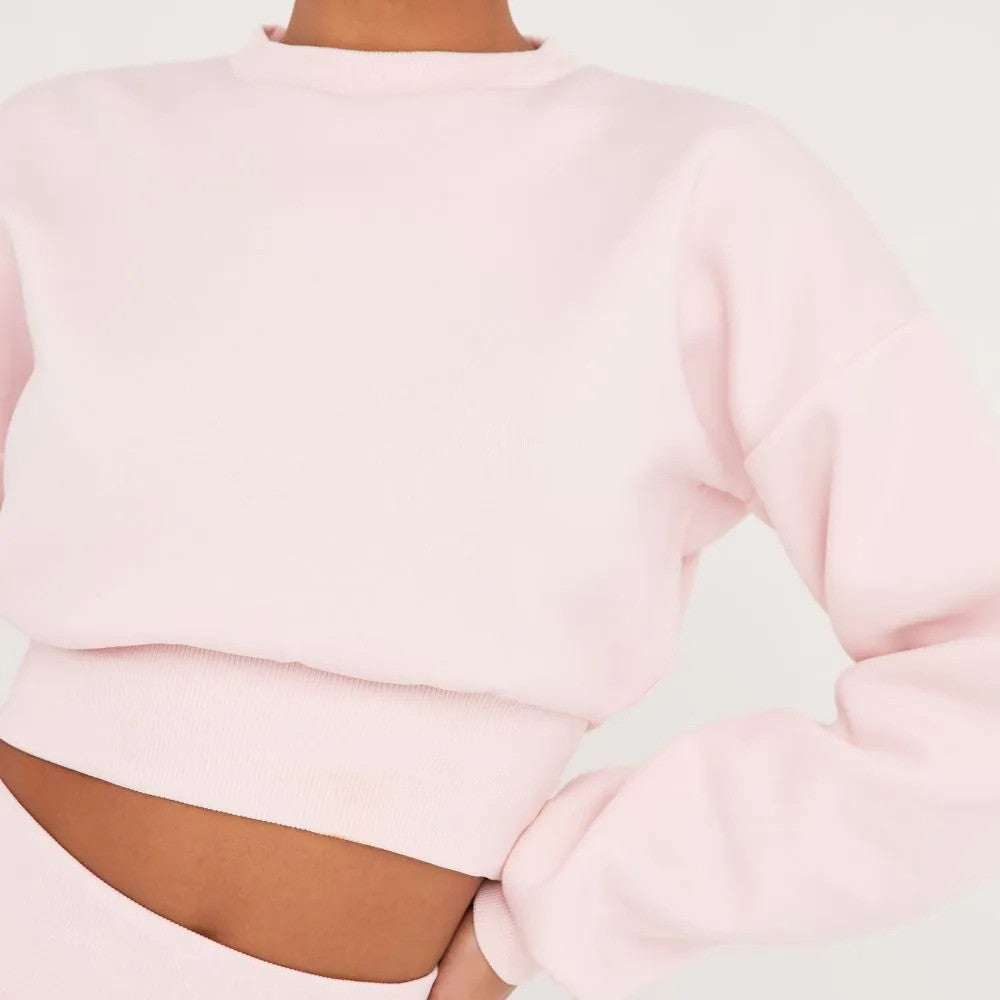Baby Pink Stay effortlessly stylish in our Cropped Sweater and Elasticated