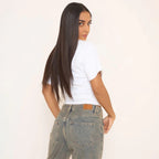Short Sleeve Shaped Waist Fitted T-Shirt In White