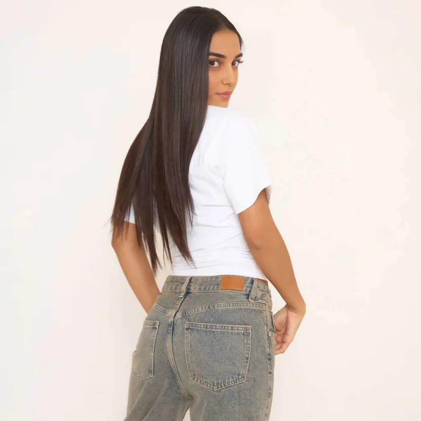Short Sleeve Shaped Waist Fitted T-Shirt