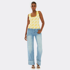 Scoop Neck Vest Top In Printed Rib