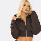 Zip-Up Cropped Hoodie & Wide-Leg Jogger Set