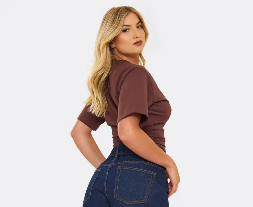 Short Sleeve Shaped Waist Fitted T-Shirt