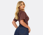Short Sleeve Shaped Waist Fitted T-Shirt