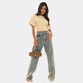 Short Sleeve Shaped Waist Fitted T-Shirt In Stone