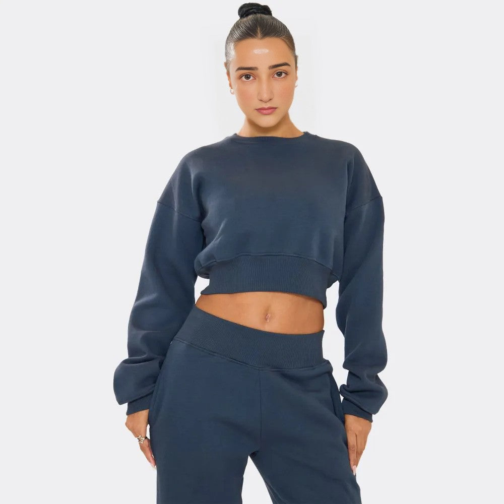 Navy Stay effortlessly stylish in our Cropped Sweater and Elasticated