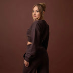 Chocolate Brown Stay effortlessly stylish in our Cropped Sweater and Elasticated