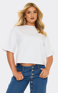 Short Sleeve Open Back T-Shirt In White