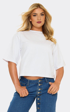 Short Sleeve Open Back T-Shirt In White