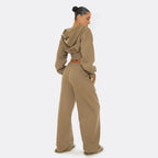Zip-Up Cropped Hoodie & Wide-Leg Jogger Set
