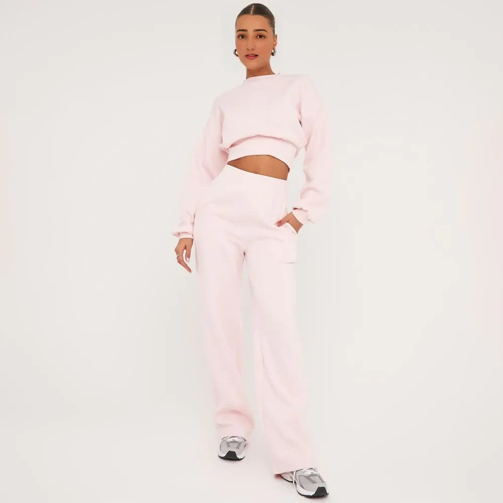 Baby Pink Stay effortlessly stylish in our Cropped Sweater and Elasticated