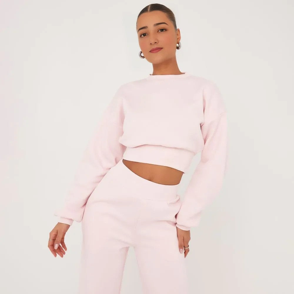 Baby Pink Stay effortlessly stylish in our Cropped Sweater and Elasticated