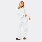 Light Grey Stay stylish and comfy in our ‘Min Min’ zip-up sweatshirt and wide-leg joggers