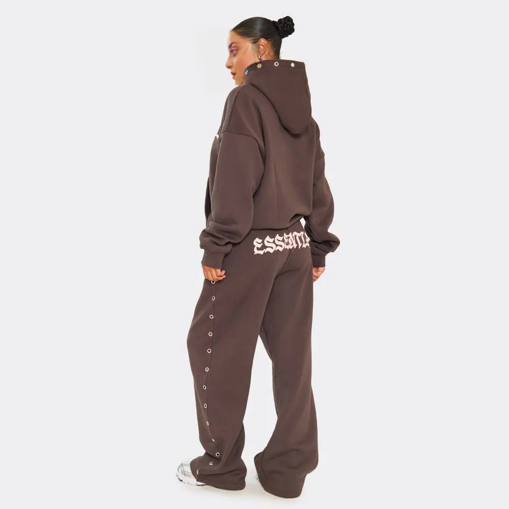 Chocolate Brown Essential Eyelet Set Hoodie & Joggers premium made for everyday style
