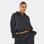 Marl Polo Sweatshirt & Wide Leg Joggers – effortless comfort meets style