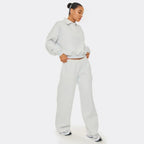 Light Grey Marl Polo Sweatshirt & Wide Leg Joggers – effortless comfort meets style