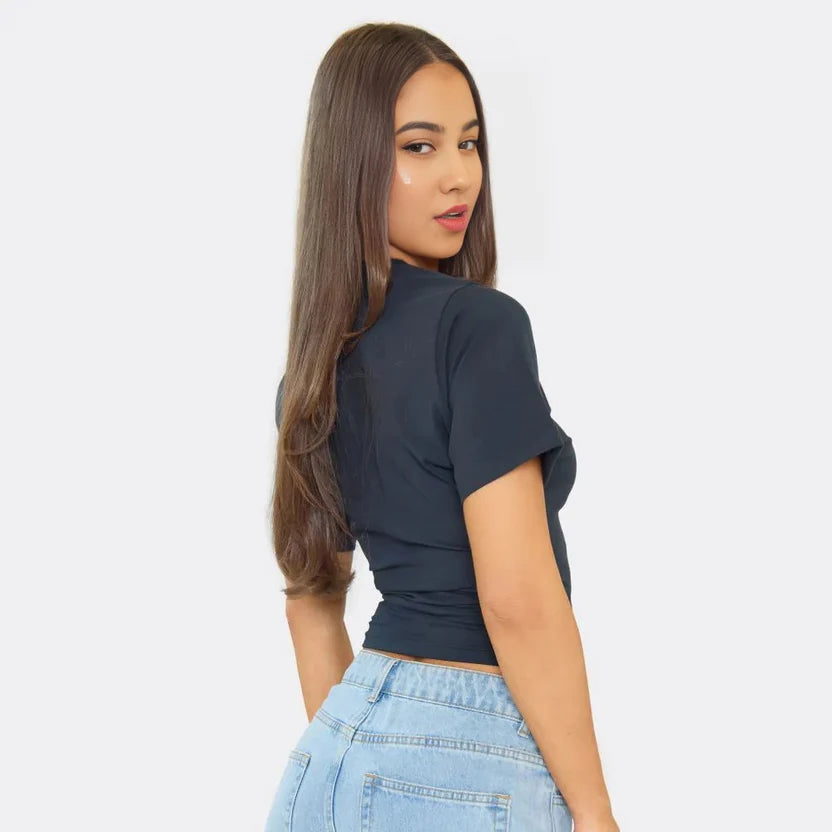Short Sleeve Shaped Waist Fitted T-Shirt