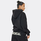 Black  Essential Eyelet Set Hoodie & Joggers premium made for everyday style