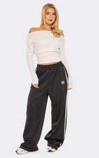 Bardot Long Sleeve Cinched Waist Detail Top In White