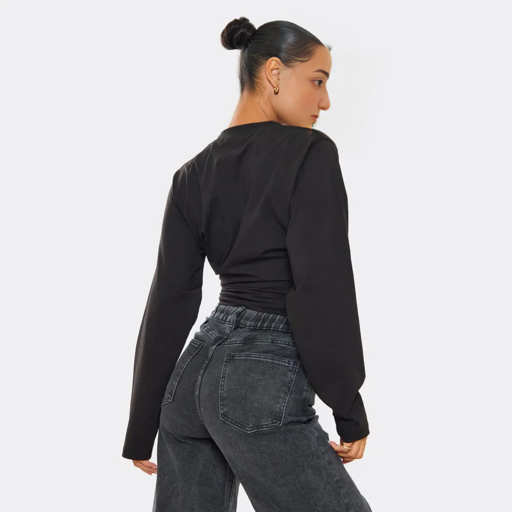 Long Sleeve Crew Neck T-Shirt – Black