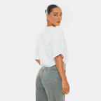 Tie Side Cut Out Detail Oversized T-Shirt – White