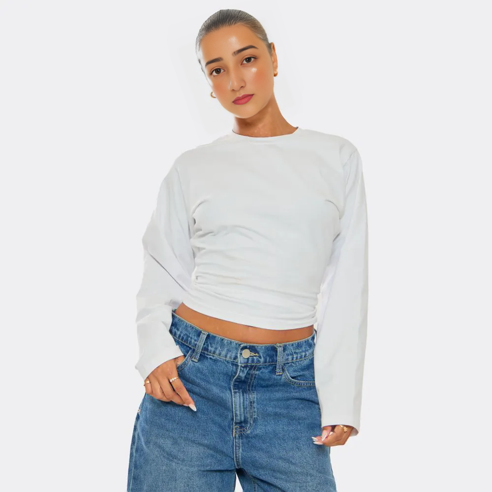 Long Sleeve Crew Neck T-Shirt – White