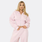 Zip-Up Cropped Hoodie & Wide-Leg Jogger Set