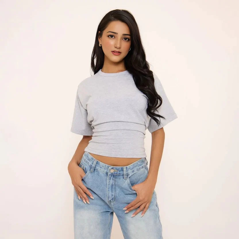 Short Sleeve Shaped Waist Fitted T-Shirt