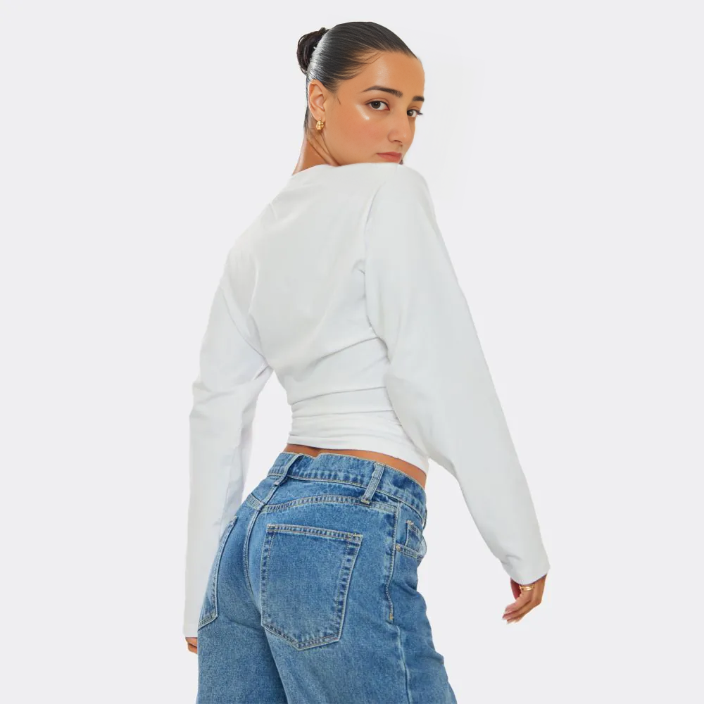 Long Sleeve Crew Neck T-Shirt – White