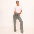 Short Sleeve Shaped Waist Fitted T-Shirt In Pink