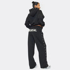 Black  Essential Eyelet Set Hoodie & Joggers premium made for everyday style