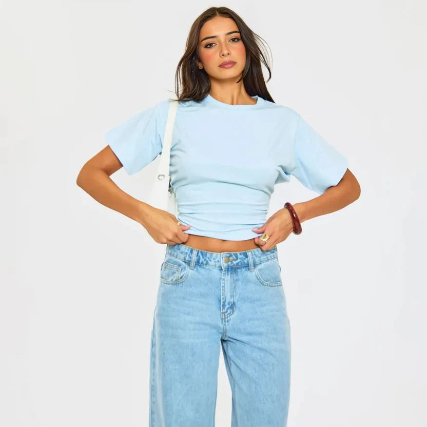 Short Sleeve Shaped Waist Fitted T-Shirt