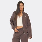Min Min Embroidered Zip-Up Jacket & Wide Leg Joggers Co-Ord Set In Chocolate Brown