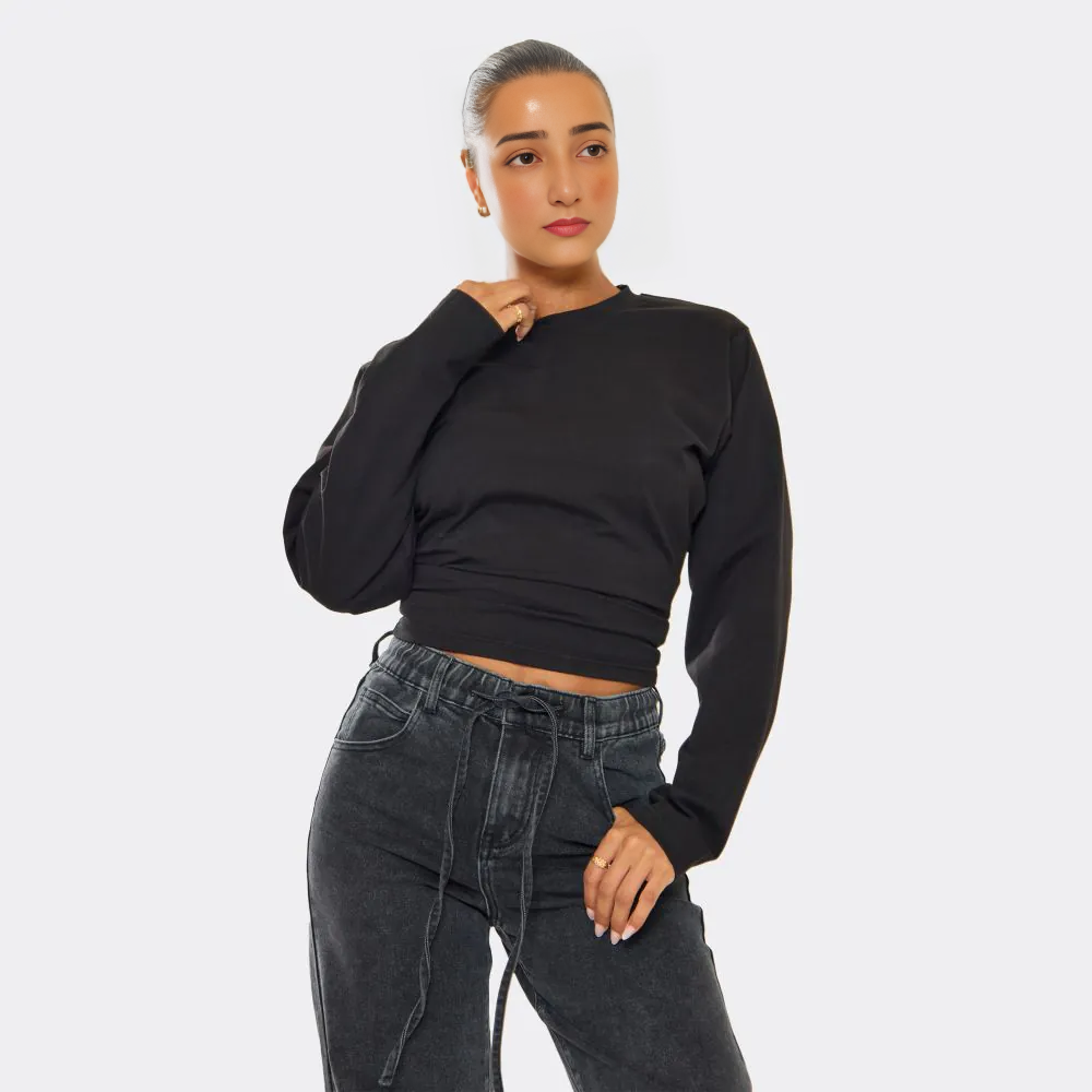 Long Sleeve Crew Neck T-Shirt – Black