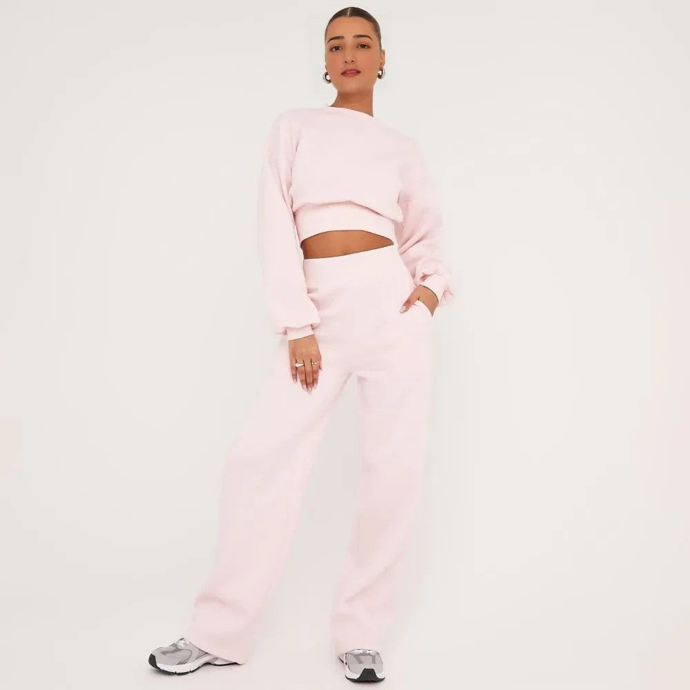 Baby Pink Stay effortlessly stylish in our Cropped Sweater and Elasticated