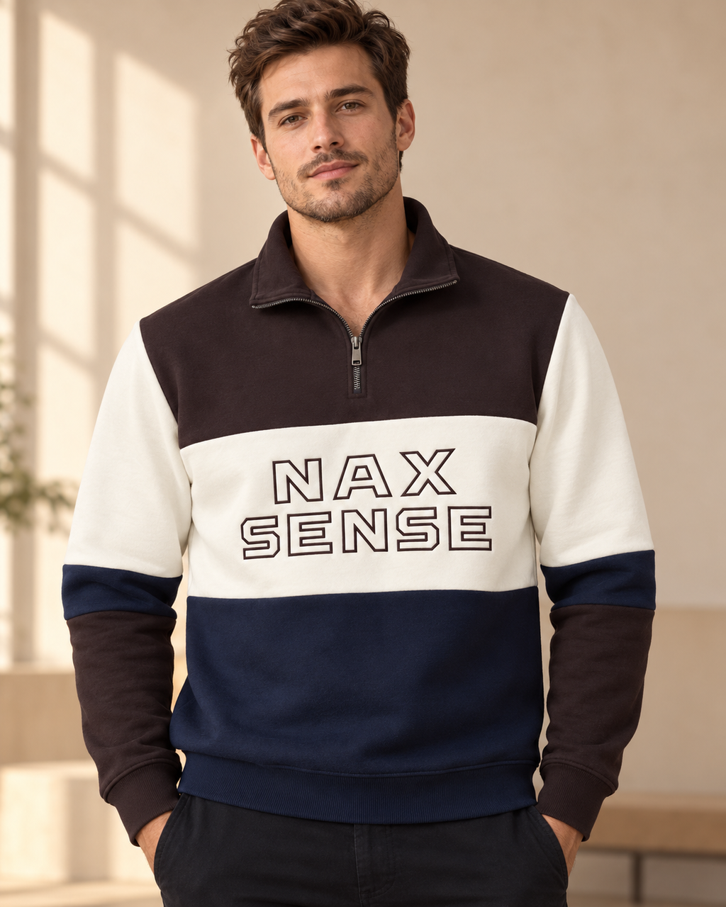 Men’s Colorblock Quarter-Zip Winter Sweatshirt