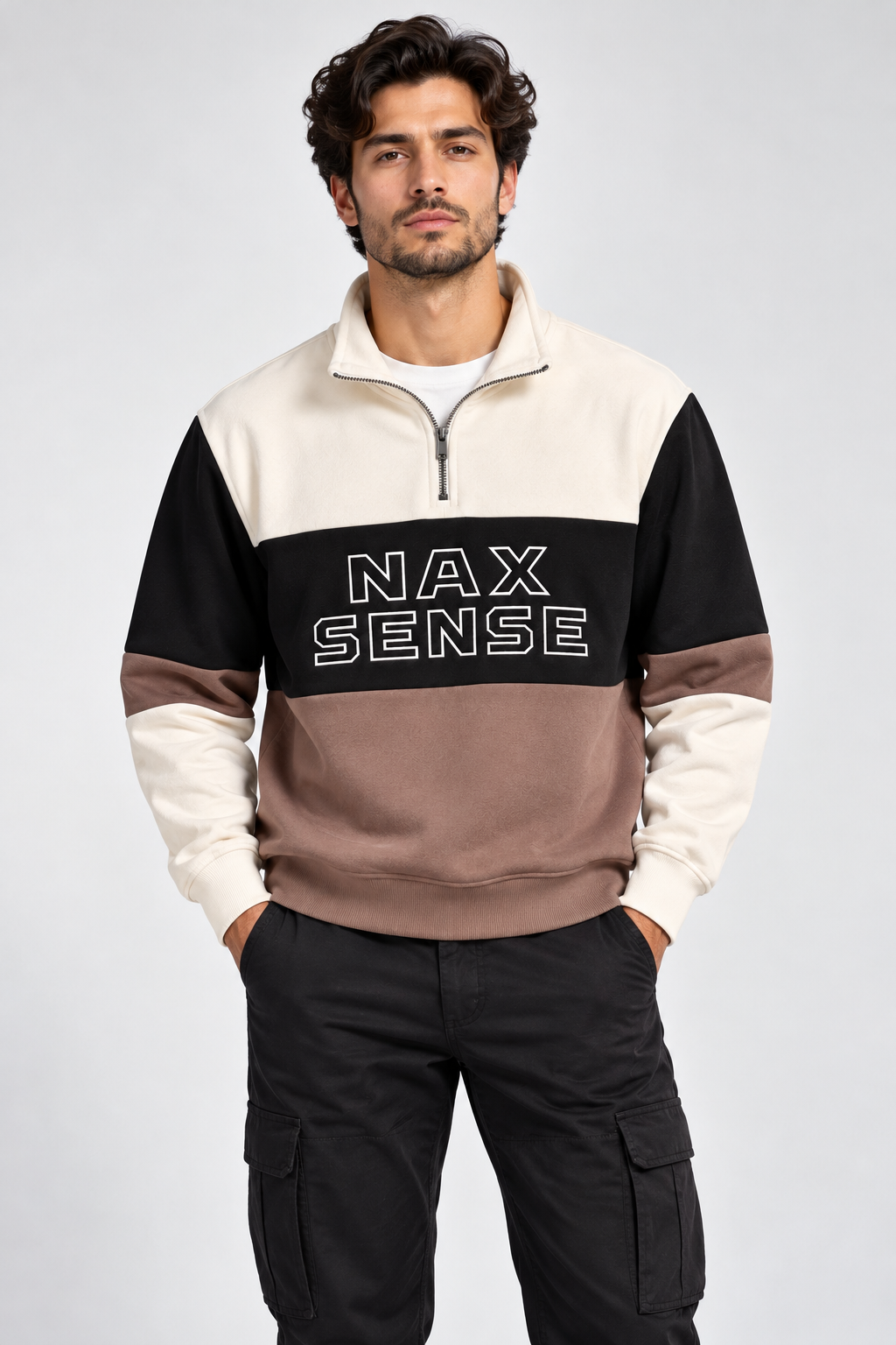 Men’s Colorblock Quarter-Zip Winter Sweatshirt