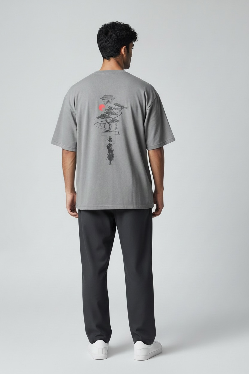 Drop Shoulder T-Shirt In Grey – 100% Cotton