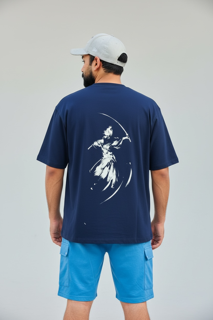 Drop Shoulder T-Shirt In navy tee – 100% Cotton