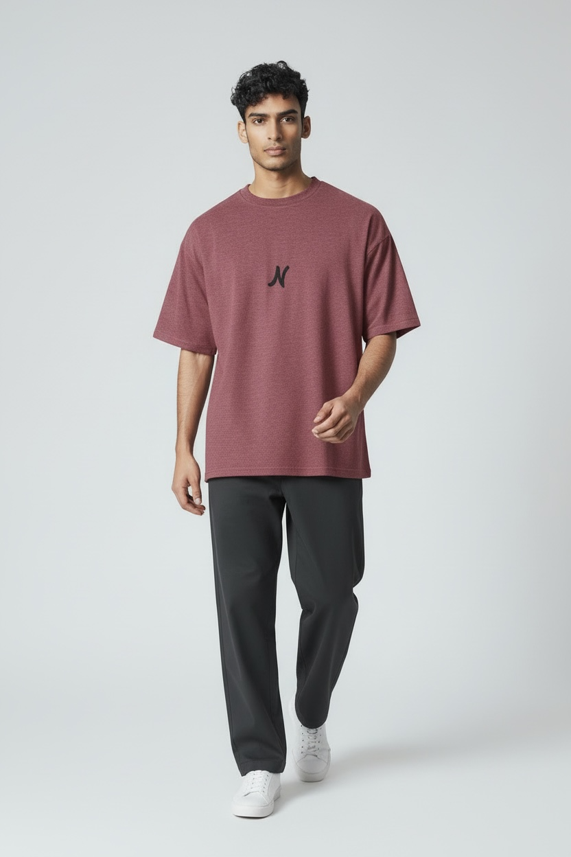 Drop Shoulder T-Shirt In Dusty rose– 100% Cotton