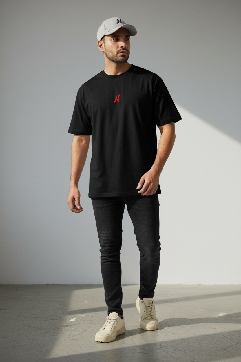 Drop Shoulder T-Shirt In black tee – 100% Cotton