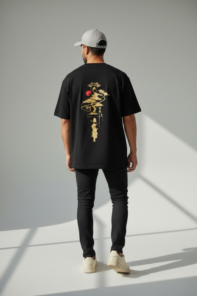 Drop Shoulder T-Shirt In Black – 100% Cotton