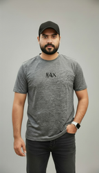 NAX Bubble Logo Classic Crew Neck T-Shirt In Dark Grey