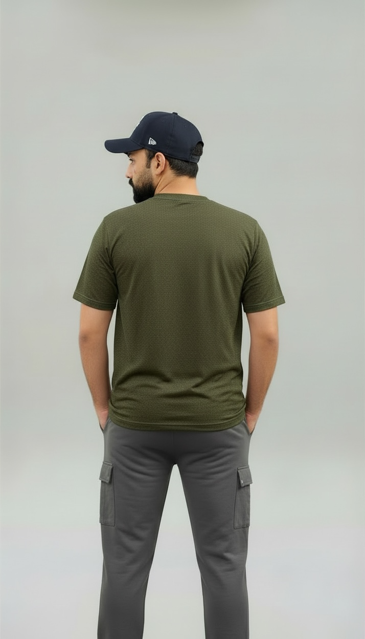 NAX Bubble Logo Classic Crew Neck T-Shirt In Olive Green