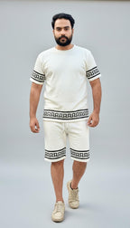 Cream Terry Cotton Shorts with Contrast Border – Relaxed Fit