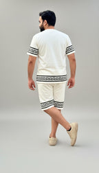 Cream Terry Cotton Shorts with Contrast Border – Relaxed Fit